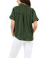 ფოტო #3 პროდუქტის Women's Solid Textured Satin-like Top with Collar