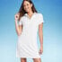 Фото #1 товара Lands' End Women's Terry Short Sleeve Polo Cover Up Dress - White L