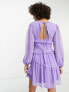 ASOS DESIGN Tall button through pintuck mini dobby dress in purple