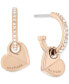 Gold-Tone Stainless Steel Heart Charm Pavé Hoop Earrings