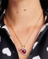 Gold-Tone White-Framed Red Crystal Heart Multi-Charm Pendant Necklace, 16" + 3" extender