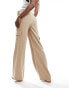 Фото #3 товара Miss Selfridge turnback waistband soft touch cargo trouser in stone