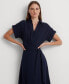 ფოტო #3 პროდუქტის Women's Self-Belt Roll-Tab Sleeve Surplice Crepe Dress