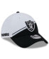 ფოტო #1 პროდუქტის Men's White, Black Las Vegas Raiders 2023 Sideline 39THIRTY Flex Hat