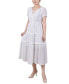 ფოტო #3 პროდუქტის Petite Short Sleeve Tiered Midi Dress