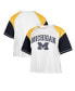 Women's White Distressed Michigan Wolverines Serenity Gia Cropped T-shirt