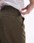 Фото #2 товара Topman wide leg workwear chino trousers with pleats in khaki