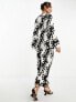 ASOS DESIGN cowl neck print satin maxi dress in mono floral print