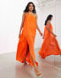 Фото #3 товара ASOS EDITION spiral trim one shoulder maxi dress in bright orange