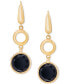 Фото #3 товара Onyx Circle Leverback Drop Earrings in 14k Gold