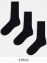 Фото #1 товара River Island 3 pack ankle socks in black