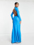 Фото #1 товара Вечернее платье ASOS DESIGN – Макси с высоким воротником в электрическом синем с открытой спиной