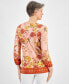 Фото #2 товара Блузка JM Collection женская с длинным рукавом и вырезом с цветочным узором, с отделкой на металлических элементах, созданная для Macy's