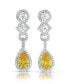 Фото #1 товара Sterling Silver White Gold Plated With Colored and Clear Cubic Zirconia Dangle Earrings