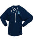 Women's Deep Sea Blue Seattle Kraken Jersey Lace-Up V-Neck Long Sleeve Hoodie T-shirt