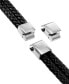 Men's Cubic Zirconia Double Strand Leather Bracelet in Stainless Steel