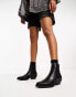 Only faux croc detail western boot in black