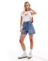 Фото #2 товара Stradivarius Petite denim dad short in medium blue