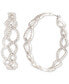 Silver-Tone Crystal Open Hoop Earrings, 1-3/4"