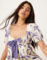 ASOS DESIGN mini smock dress with bow front and lace trims in bow print