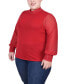 Фото #3 товара Plus Size Long Mesh Sleeve Pullover Top with Jewels