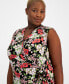 Фото #3 товара Plus size Printed Faux-Wrap Sleeveless Top, Created for Macy's