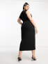 Фото #5 товара ASOS DESIGN Curve high neck ruched shoulder midi dress in black