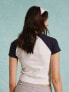 Фото #7 товара Miss Selfridge California graphic raglan baby tee in cream and navy