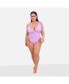 ფოტო #2 პროდუქტის Plus Size Kailani Ruched Swimsuit - Lilac