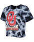 ფოტო #3 პროდუქტის Women's Black Oklahoma Sooners Cloud-Dye Cropped T-shirt