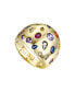 ფოტო #2 პროდუქტის RA 14k Gold Plated with Rainbow Gemstone Cubic Zirconia Dome Ring