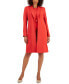 Women's Longline Jacket Topper & Belted Sleeveless Sheath Dress