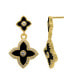 14K Gold Plated Black Clover Drop Earrings