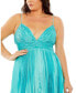 Plus Size Rhinestone High Low Pleated Gown