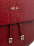 Фото #7 товара Женская красная кожаная сумка  Factory Price длинная ручка, логотип, одно отделение на магните, брелок с бахромой