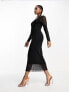 Фото #1 товара Vero Moda square neck long sleeve mesh midi dress in black