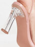 Фото #5 товара ASOS DESIGN Helsy tie leg mid heeled sandals in clear and beige