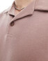 ASOS DESIGN relaxed rib revere polo in pink Hirsch, S - Chest 38 - фото #3