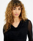 ფოტო #3 პროდუქტის Women's Cowlneck Long-Sleeve Mesh Top, Created for Macy's