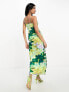 Фото #2 товара Never Fully Dressed satin midaxi dress in green marble print