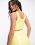 Commando co-ord faux patent leather crop top in pastel yellow