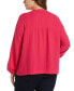 ფოტო #2 პროდუქტის Plus Size Solid Gauze Long Sleeve Top