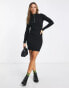 Dr Denim midi dress with half zip in black Черный, XS - фото #4