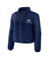 Фото #3 товара Women's Navy Denver Broncos Cropped Puffer Full-Zip Jacket