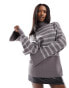Фото #2 товара NA-KD high neck jumper in greay stripe