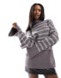 NA-KD high neck jumper in greay stripe