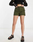 Фото #4 товара Only exclusive cargo shorts with toggle fastening in khaki