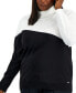 Фото #3 товара Plus Size Colorblocked Turtleneck Sweater