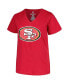 ფოტო #2 პროდუქტის Women's Deebo Samuel Scarlet San Francisco 49ers Plus Size Player Name and Number V-Neck T-shirt