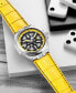Men's Automatic Black Alligator Embossed Genuine Leather Strap with Yellow Stitching Watch 44mm